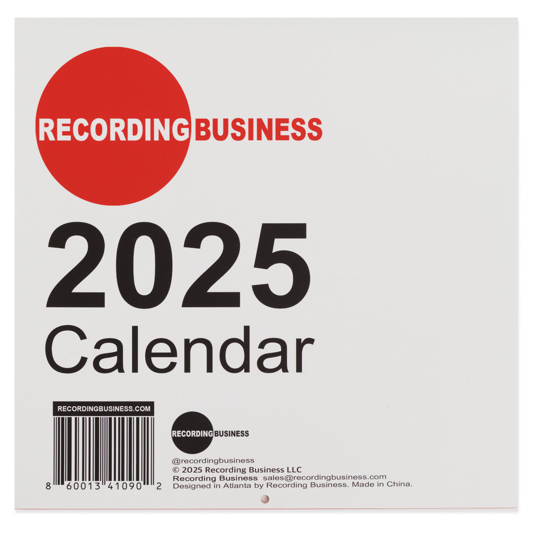 Back of Recording Business 2025 Calendar