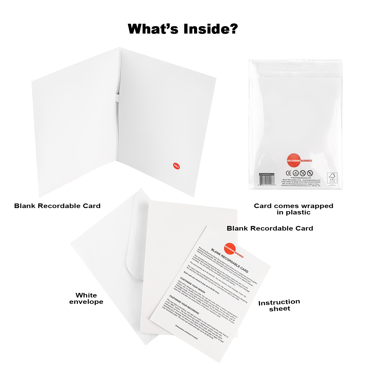 (2-Pack) Blank Recordable DIY Greeting Cards