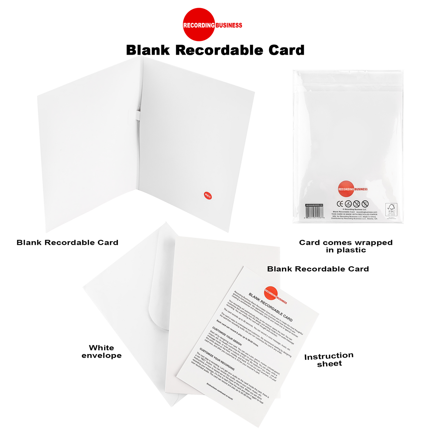 (2-Pack) Blank Recordable DIY Greeting Cards
