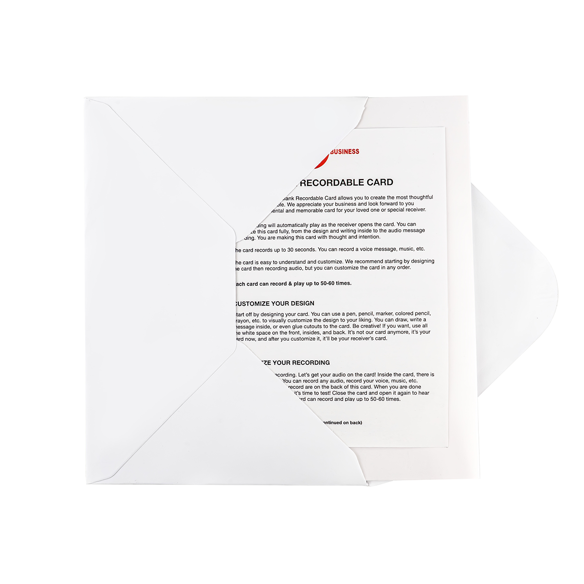 Blank Recordable Card with Envelope