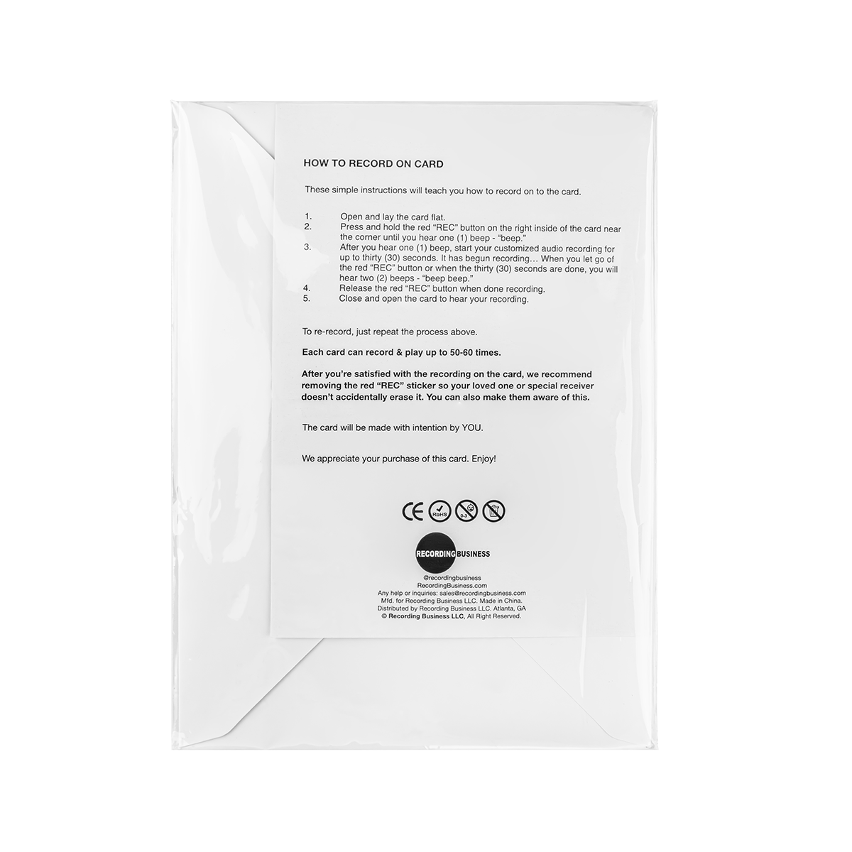 Blank Recordable Card Instructions