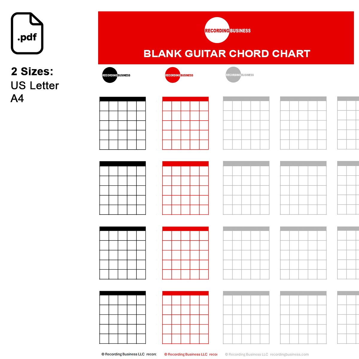 Blank Guitar Chord Chart Printable PDF