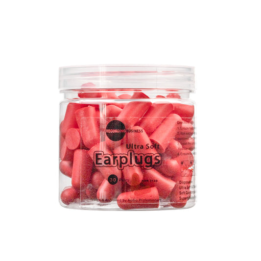 Ultra Soft Earplugs 31dB NRR (30 Pairs) - Red
