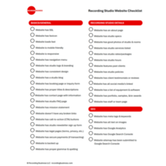 Studio Website Checklist