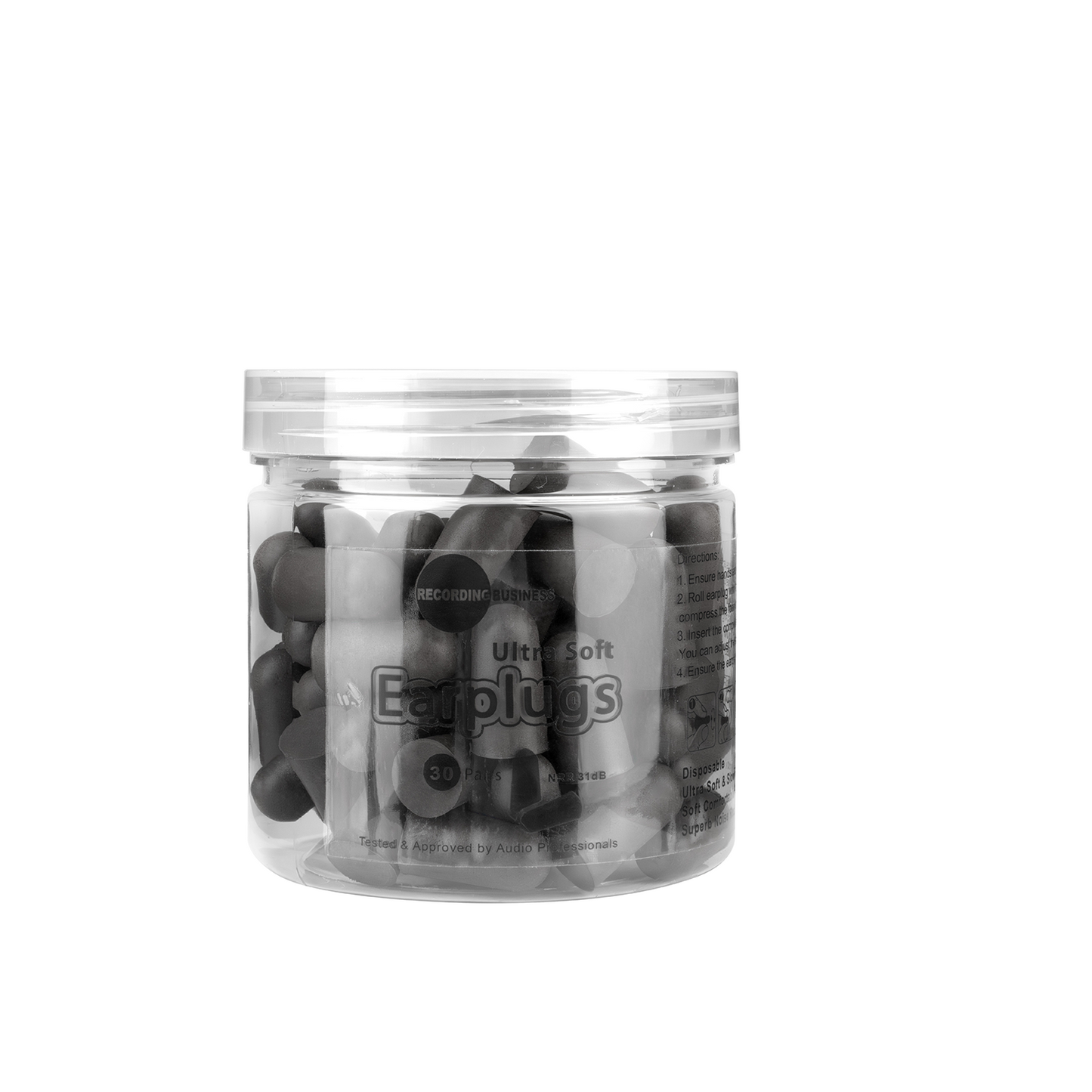 Ultra Soft Earplugs 31dB NRR (30 Pairs) - Black