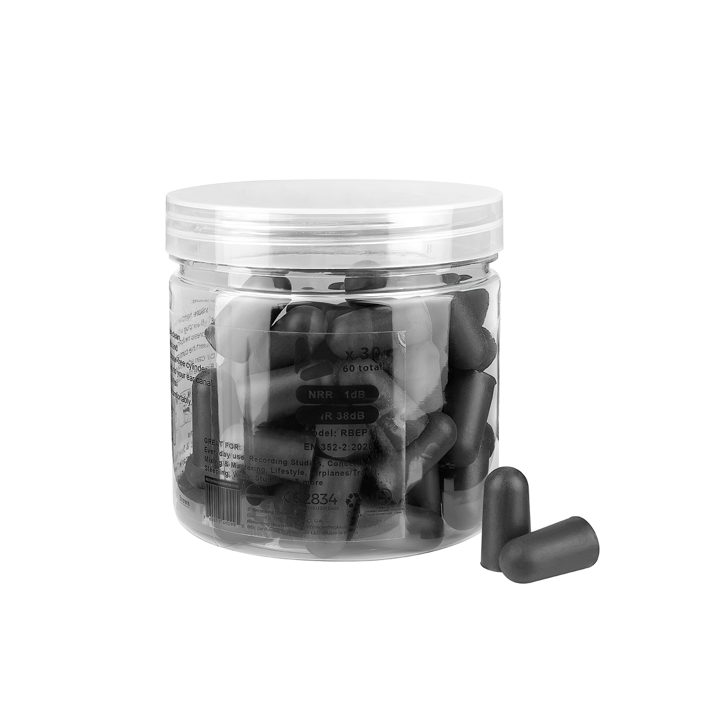 Ultra Soft Earplugs 31dB NRR (30 Pairs) - Black