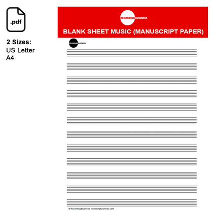 Blank Sheet Music (Manuscript Paper) 12-Staff Printable PDF
