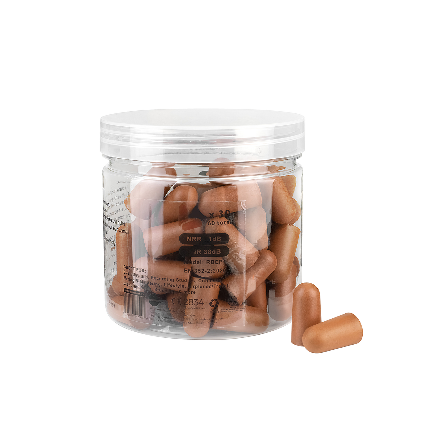 Ultra Soft Earplugs 31dB NRR (30 Pairs) - Brown
