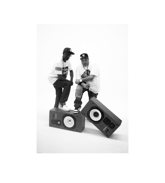Coke La Rock and Lucky Bling Standing on Speaker Poster Print