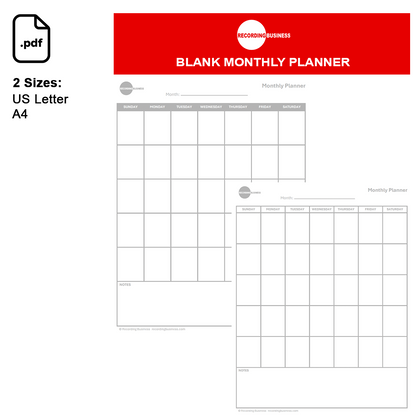 Blank Monthly Planner Printable PDF