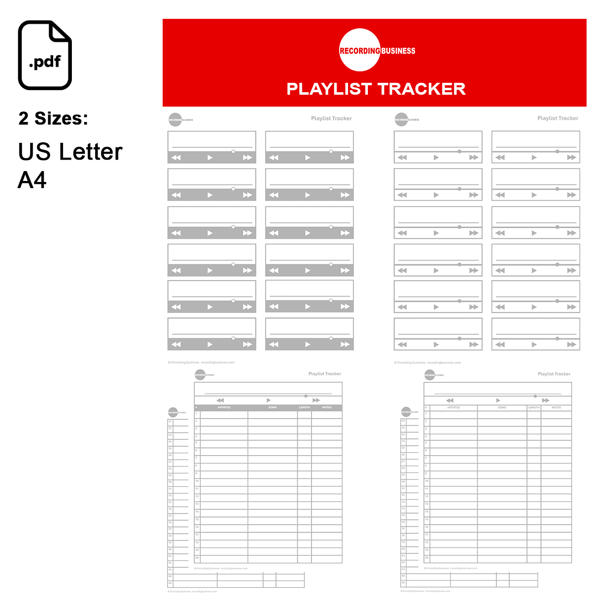 Playlist Tracker Printable PDF