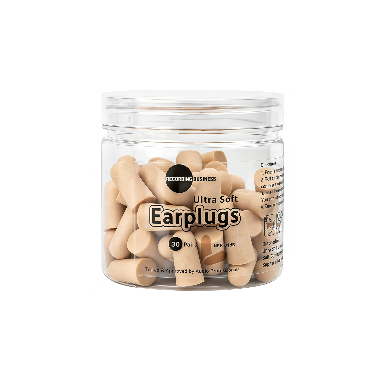 Ultra Soft Earplugs 31dB NRR (30 Pairs) - Natural Beige