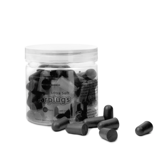 Ultra Soft Earplugs 31dB NRR (30 Pairs) - Black