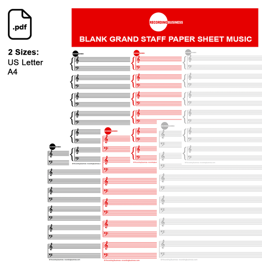 Blank Grand Staff Paper Sheet Music (Manuscript Paper) Printable PDF