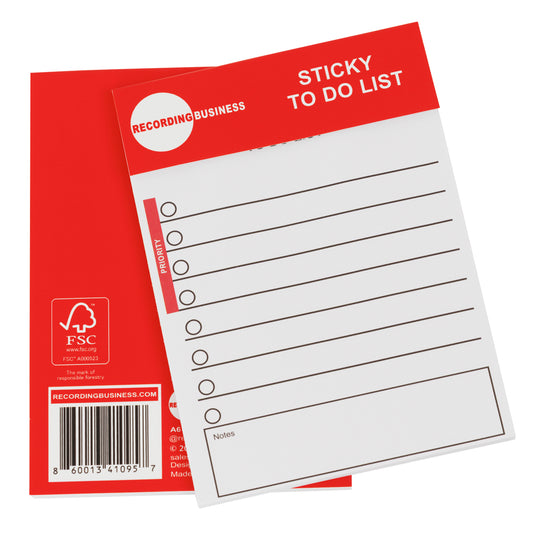 Recording Business Sticky To Do List