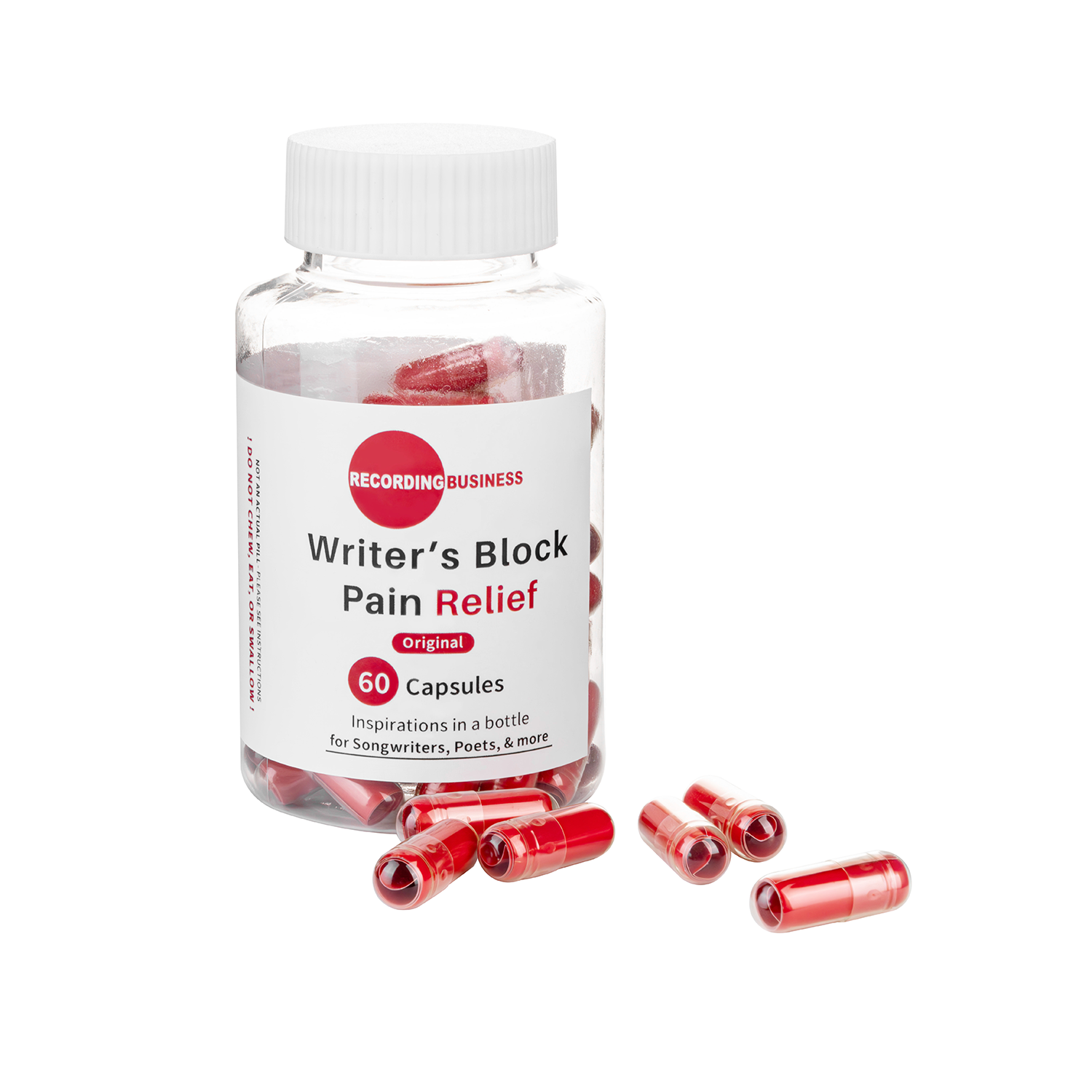 Bottle of 'Writer's Block Pain Relief'