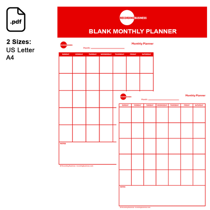 Blank Monthly Planner Printable PDF