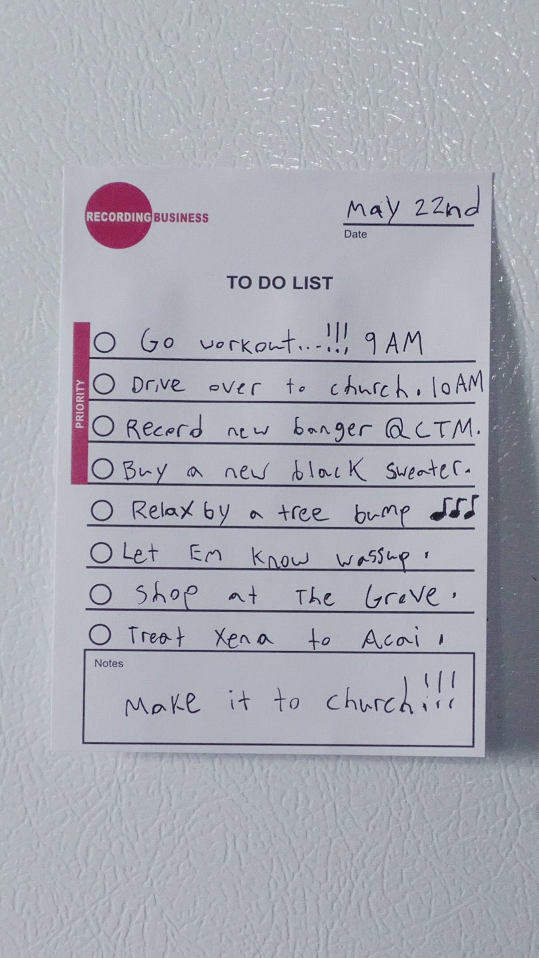 Recording Business Sticky To Do List video